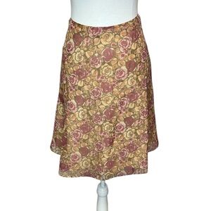 Geoffrey Beene Chiffon Floral Pink Brown Skirt